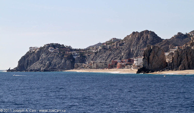 Beachfront condos and hotels on the Pacific side of Cabo San Lucas