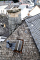Slate tile roofs and chimneys on the old houses
