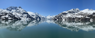 Panorama of Johns Hopkins Glacier and Inlet from my verandah