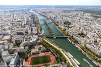 Soccer field & Ile aux Cygnes in the middle of the Seine River