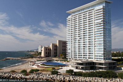 Ocean beach, pool and condominiums