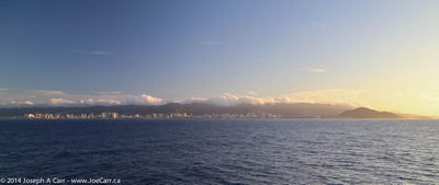 Approaching Honolulu harbour in the early morning