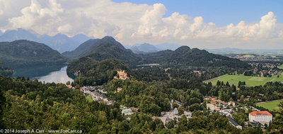 Heohen-Schwangau Castle, Alpensee, and the valley